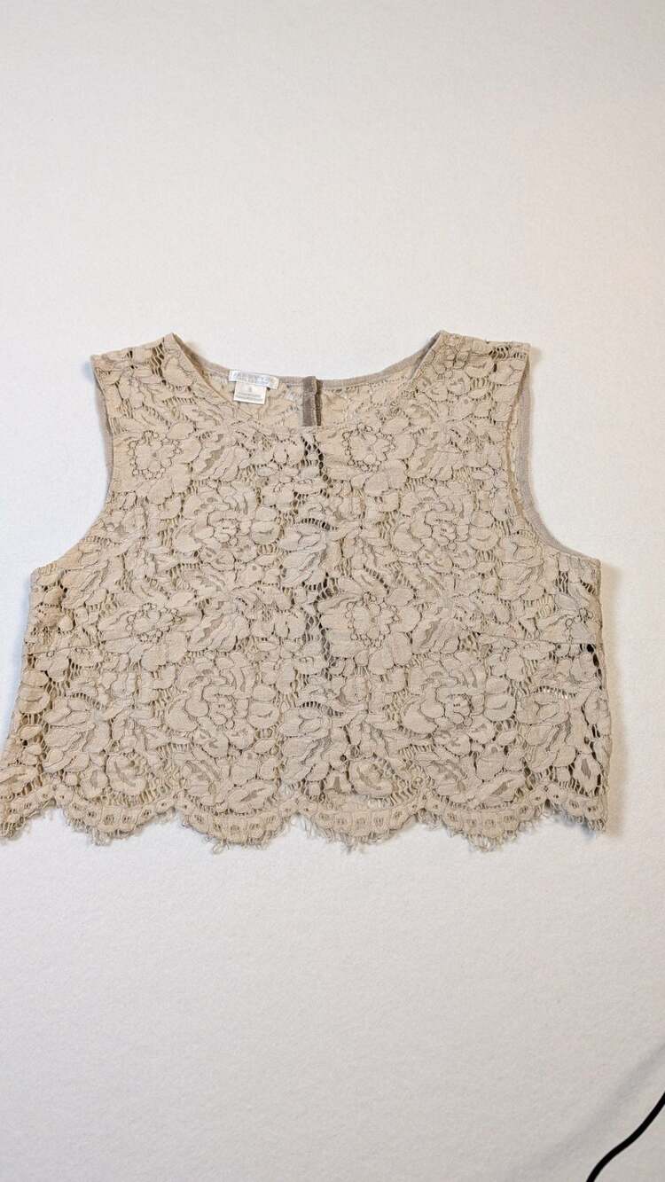 Jenny Yoo Collection Floral Lace Crop Top Tank small